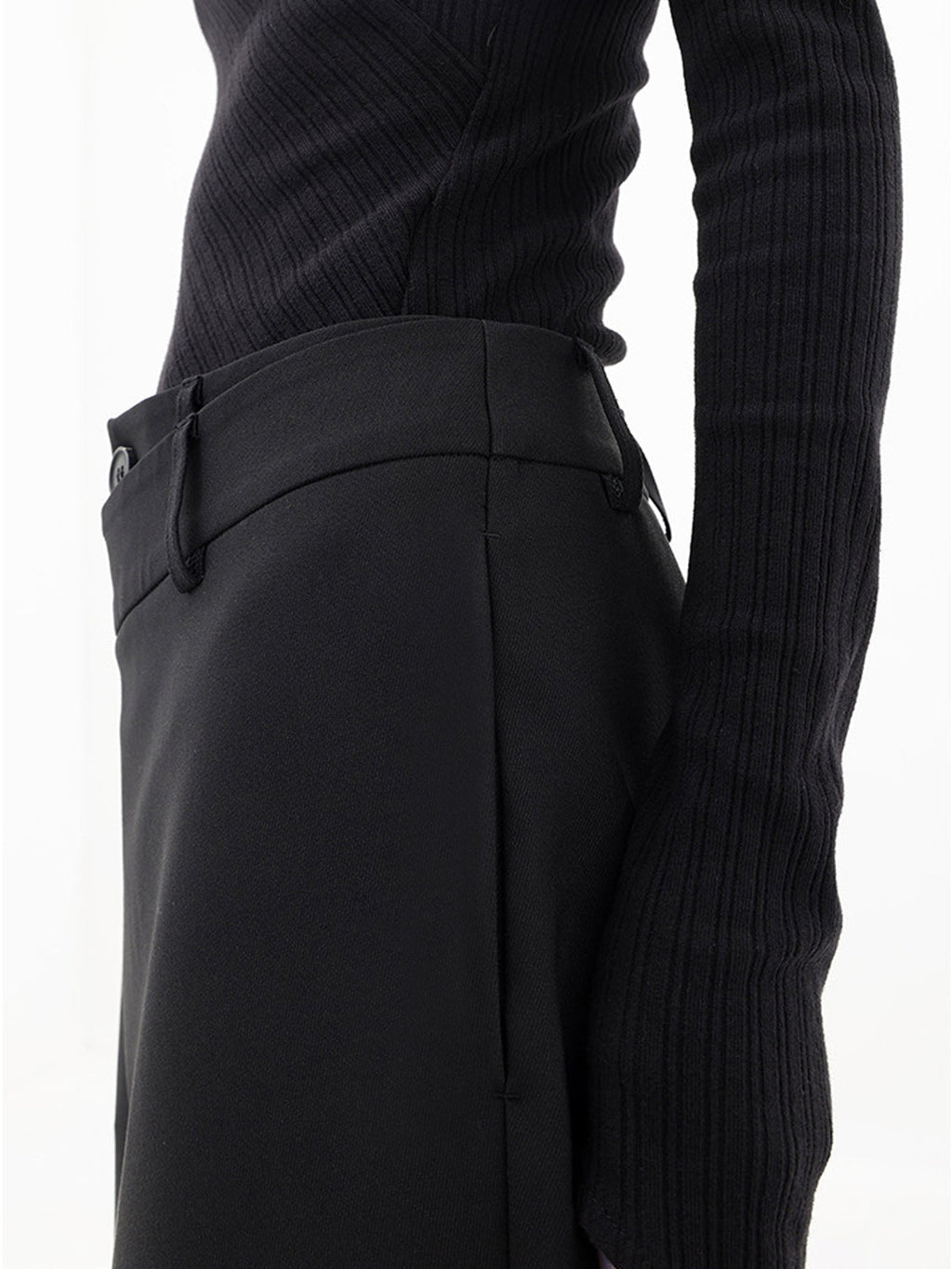 Women's Woven Wide-Leg Pants with Wrap Front and Button Waist