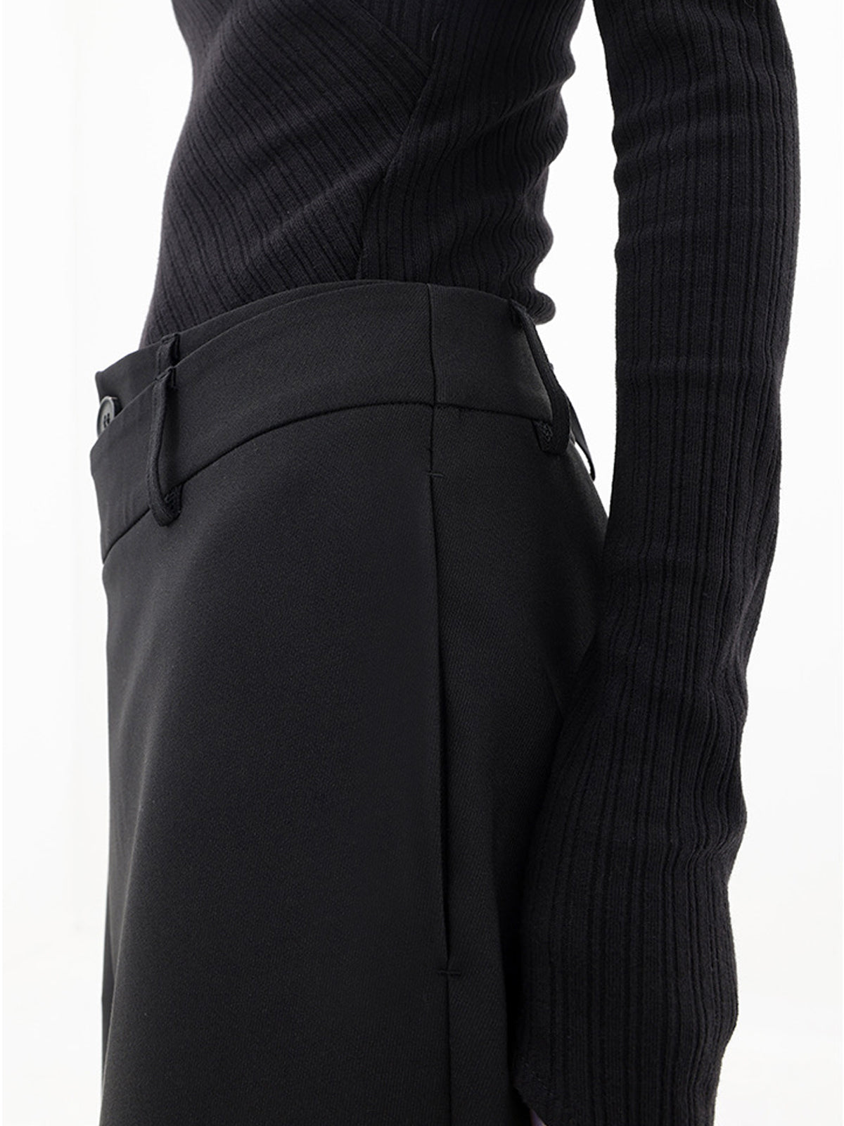 Women's Woven Wide-Leg Pants with Wrap Front and Button Waist